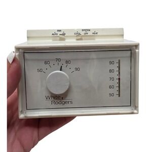 White Rodgers Mechanical Thermostat Dial Control Heat Cool Fan Switch Cream